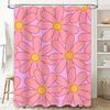 Colorful Bloom Shower Curtain Decor: Pink Daisy Flower Pattern for Bathroom Window Waterproof Fabric Home Decoration Set Include
