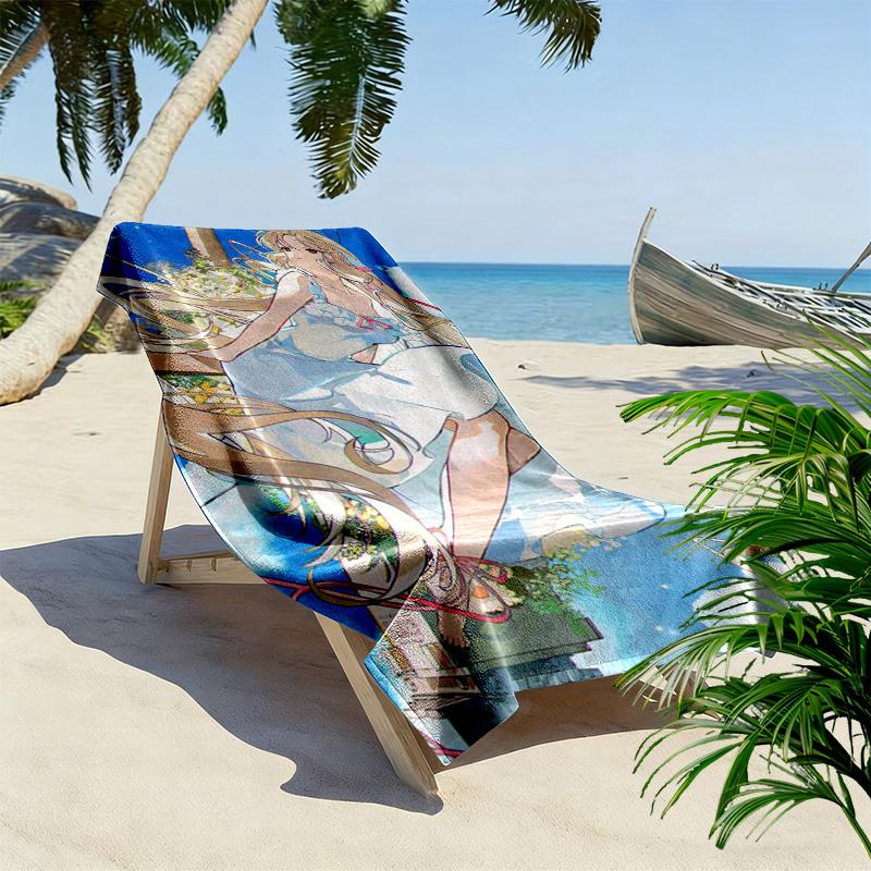 Sister Chiba 2D Flat Print Beach Towel, Large Soft Quick Dry Towel for Beach Camping SwimmingDSTJ0925019