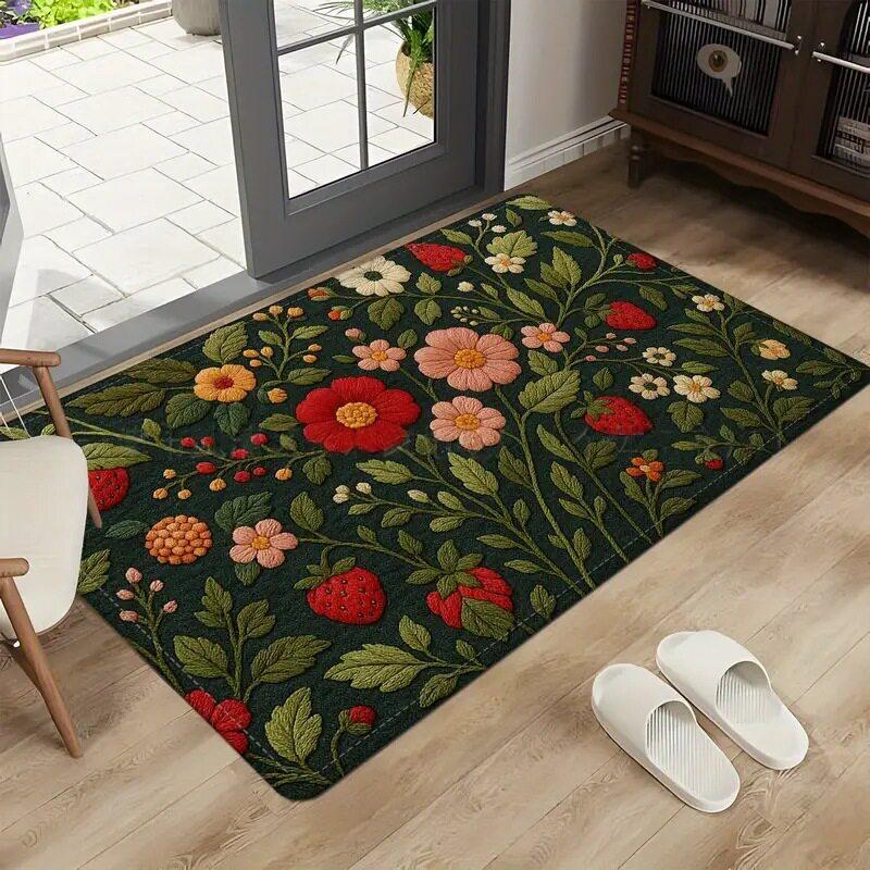Vivid 3D Flower Fruit Anti Slip Absorbent Rug Welcome Doormat For Bathroom Bedroom Front Door Farmhouse Cute Home Decor