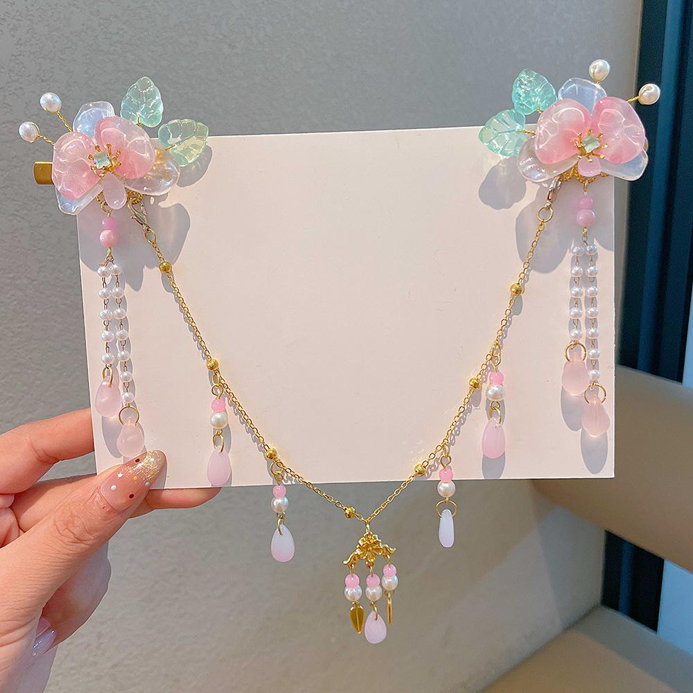 Mädchen Hanfu Kopfschmuck mit Quaste Haarnadel & Bindi – Antiker Chinesischer Prinzessinnenstil