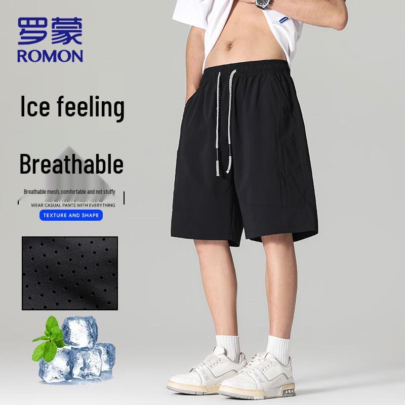 Romon Men s Quick-Dry Ice Silk Shorts XL