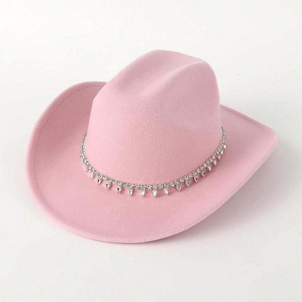 Bridal Zircon Western Cowboy Hat Crystal Atmospheric Fashion Bridal Jazz Hat Party Felt Hat