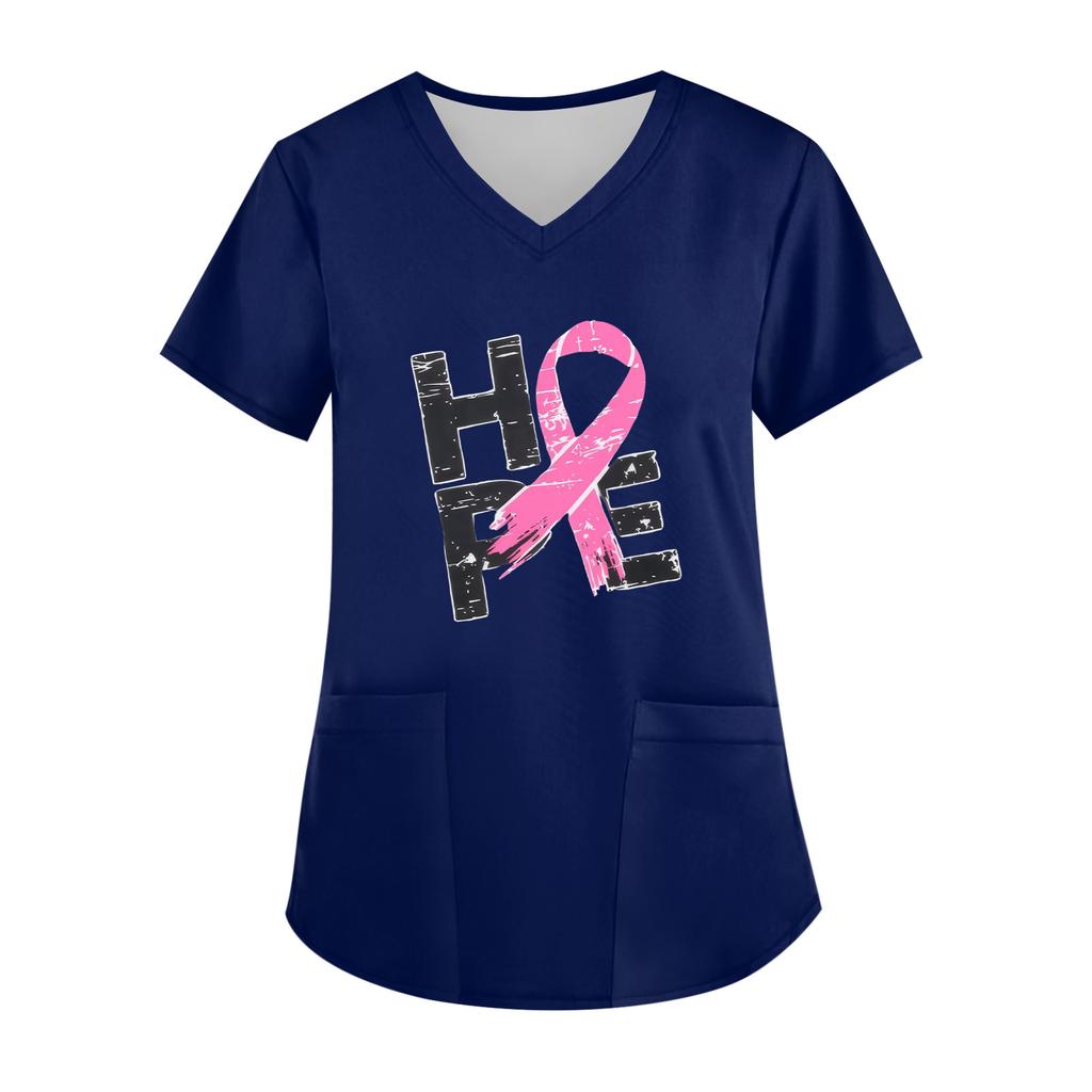 Women's V-Neck Short-Sleeve Pocketed Top With Side Slit