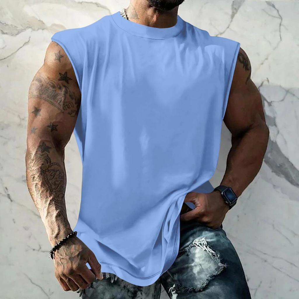 Men Sleeveless Tank Top Muscle Shirt Loose Fit Basic Solid Color Casual Summer Workout Vest for Daily Use