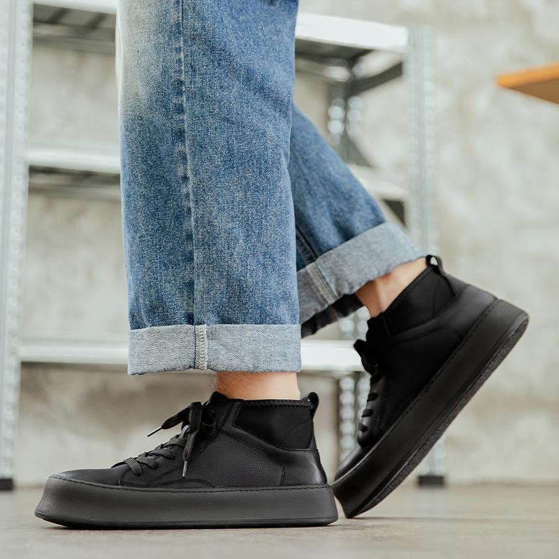 Men's shoes velvet high-top board shoes autumn and winter leather thick-soled wear-resistant Martin boots outdoor casual tooling boots