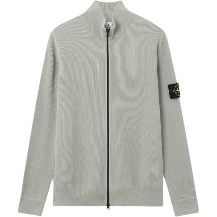 Stone Island SS26 Lente Zomer Collectie Geribbelde Opstaande Kraag Dubbele Rits Vintage Casual Gebreide Trui Unisex trui L1S155100126S00D8-V0055 XXL