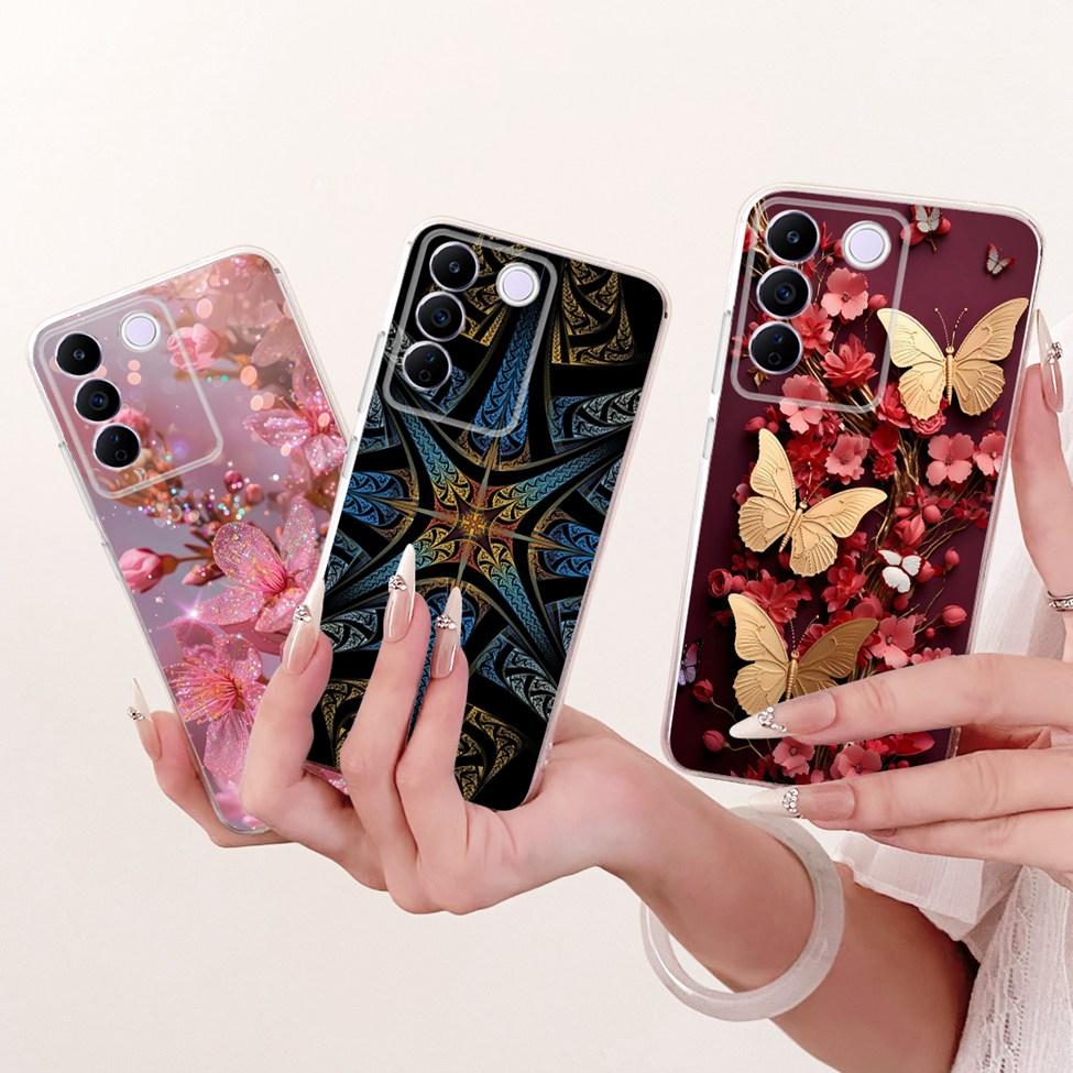 Transparent Cover For Vivo S16e 5G Case V2239A Cute Cat Fashion Butterfly Funny Painted Casing For VivoS16e 5G