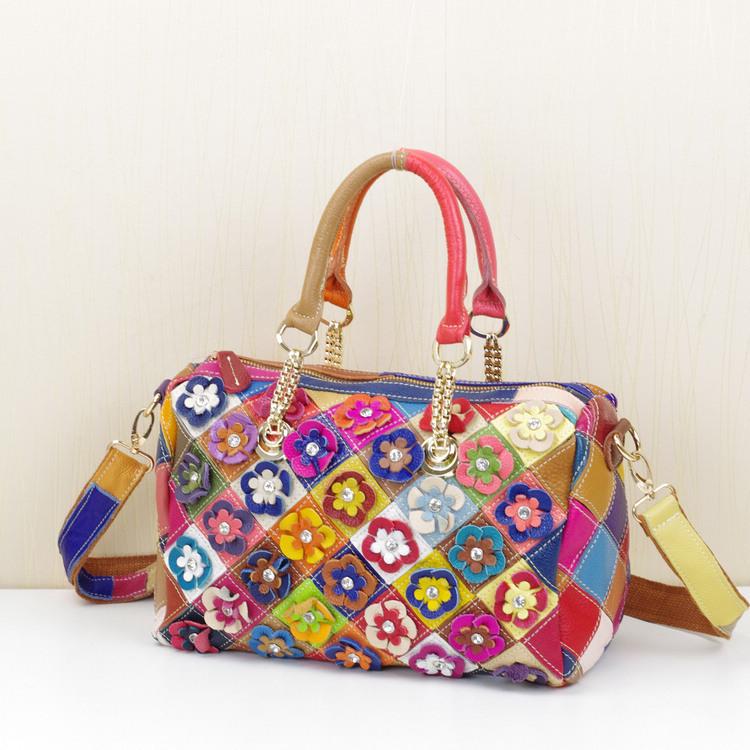 

Source Distribution, Leather Cowhide Women S Bags, Colored Flower Handbags, Women S Messenger Bags