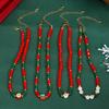 4Pcs Creative Red Crystal Polymer Clay Chain Necklace for Women Delicate Santa Claus Choker Sweater Christmas Neck Jewelry Party