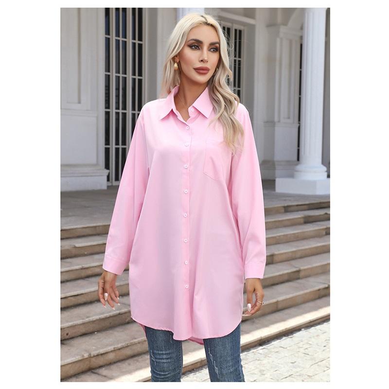 Women's Autumn Long Solid Colour Casual Temperament Long Sleeve Shirt Women