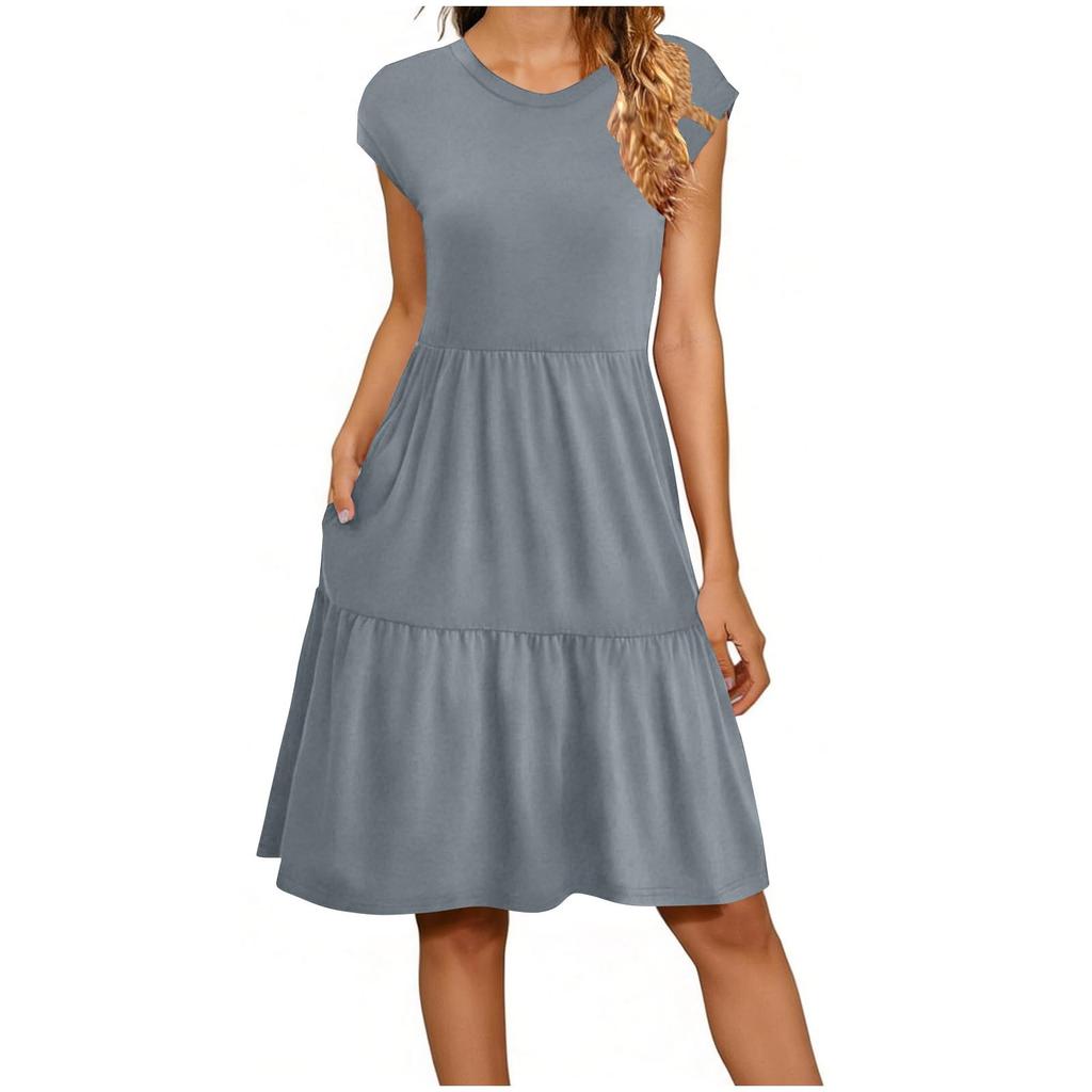 Women's Summer Fashion Sleeveless Round Neck Loose Patchwork Casual Dress