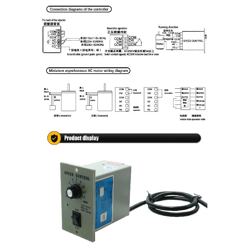 40W Micro AC Motor 1Phase 220v 50/60hz Asynchronous Motor Induction Motor Shaft 12mm For Packaging Machine With Speed Regulator