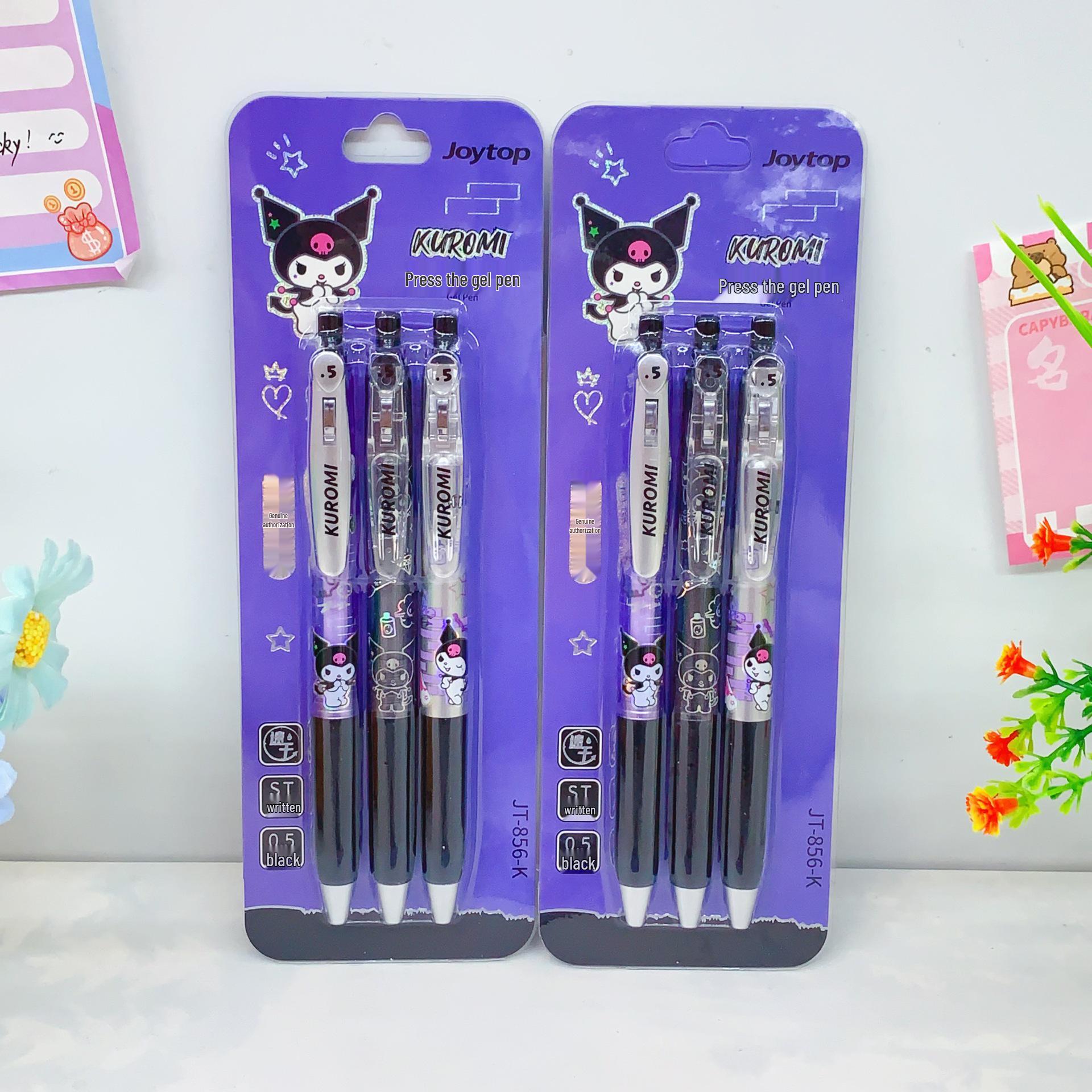 Sanrio Hello Kitty & Kuromi 0.5mm Gel Pen - Black/Blue, Quick-Dry, Smooth Writing 0.5mm