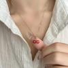 Red Cherry Agate Pendant Necklace: Elegant Women's Clavicle Chain with High-End Niche Design