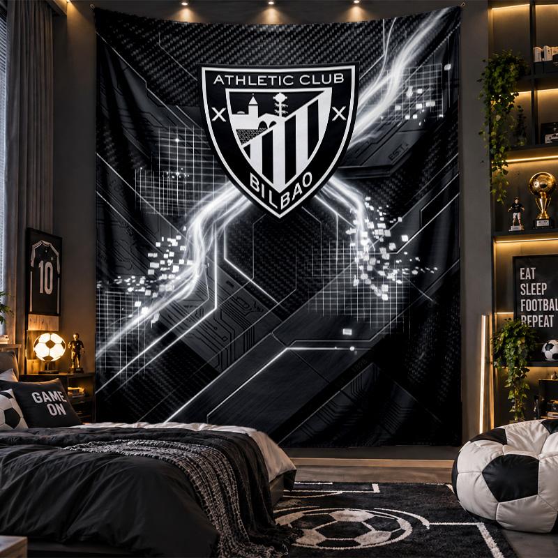 Wall Hanging Tapestry Athletic Bilbao Football Print Cloth for Living Room Bedroom Home Decor