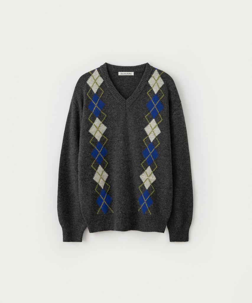 Sseomweeobeoteo Noelle Argyle Knit - Charcoal