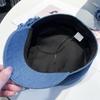 Jeans-Baskenmütze mit floraler Verzierung, handgefertigtes Streifendetail, leichte, flache Sonnenschutzkappe für Damen