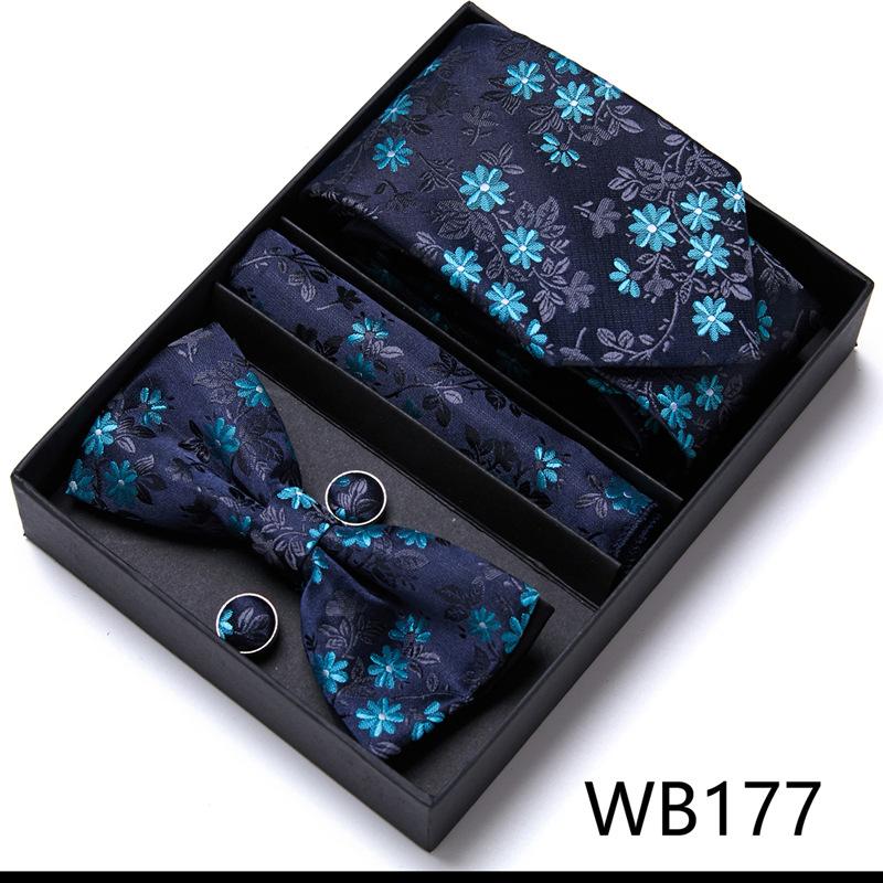 Conjunto de Corbata y Pajarita para Hombre Caja de Regalo Conjunto de 6 Piezas Corbata de Grupo Vestido de Negocios Corbata de Boda