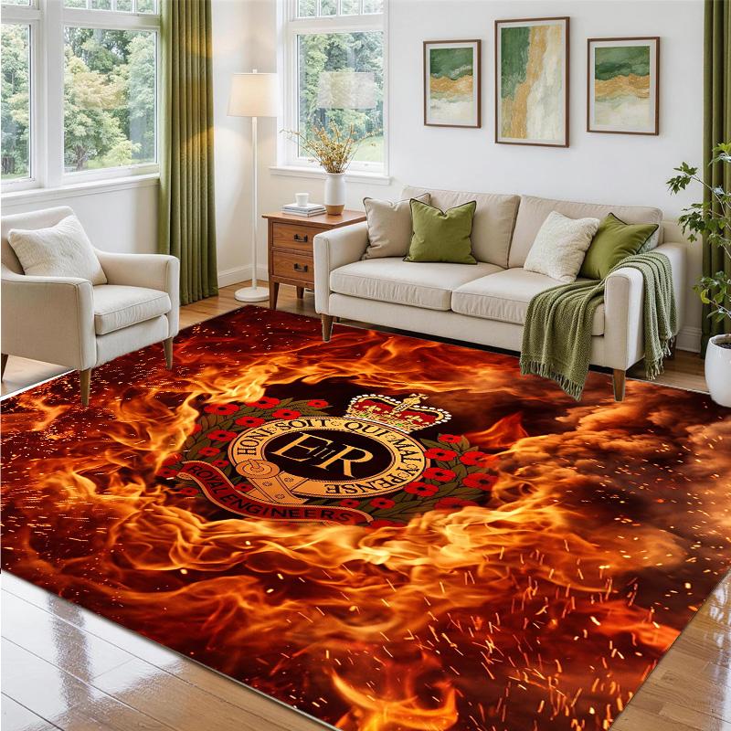 Royal Engineers A.F.C Design Crystal Velvet Rug Soft Decorative Mat for Bedroom Entrance
