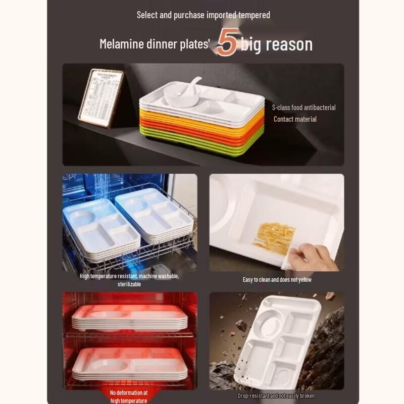 A8 Melamine Divided Cafeteria Tray