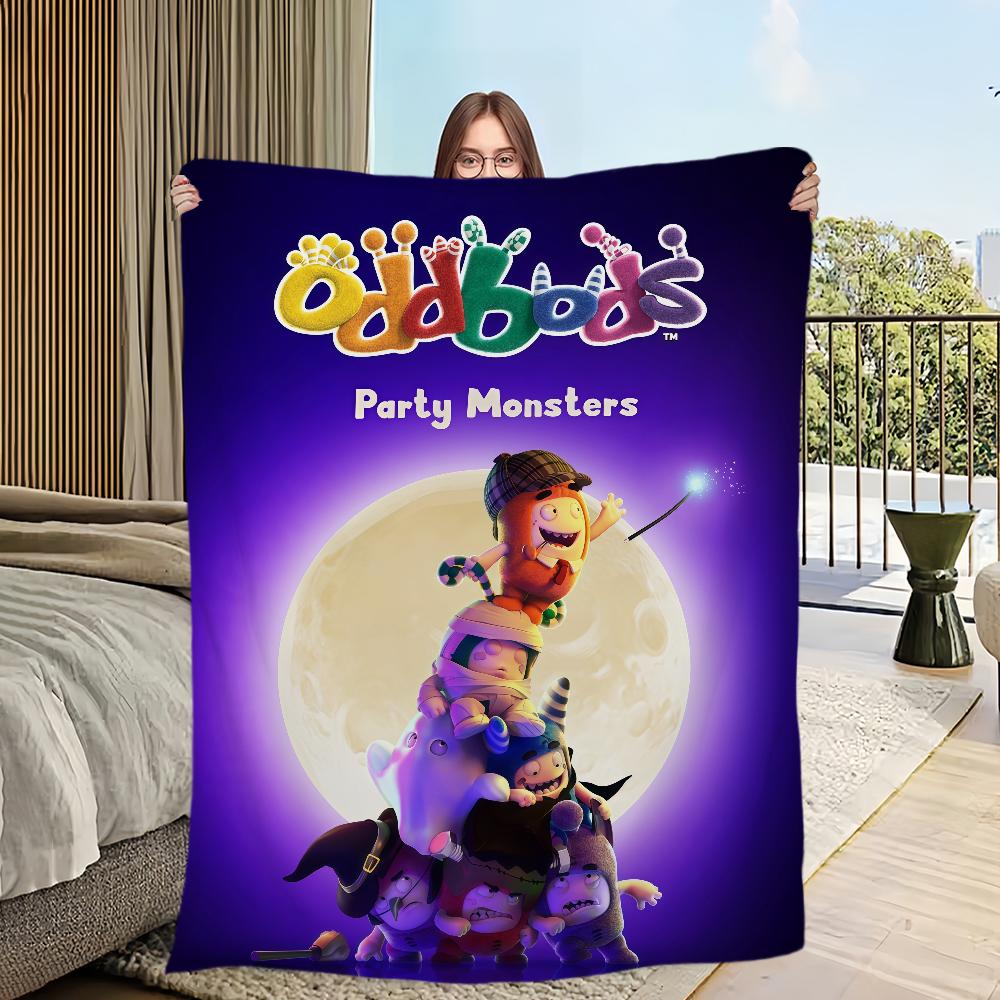 Cartoon Cute O-Oddbods-ES Blanket Flannel Warm Comfort Soft Plush Blanket For Picnic Beds Sofas Homes And Bedrooms