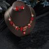 Floral Alloy Necklace Earring Set Women Elegant Wedding Party Jewelry Gold Tone Design