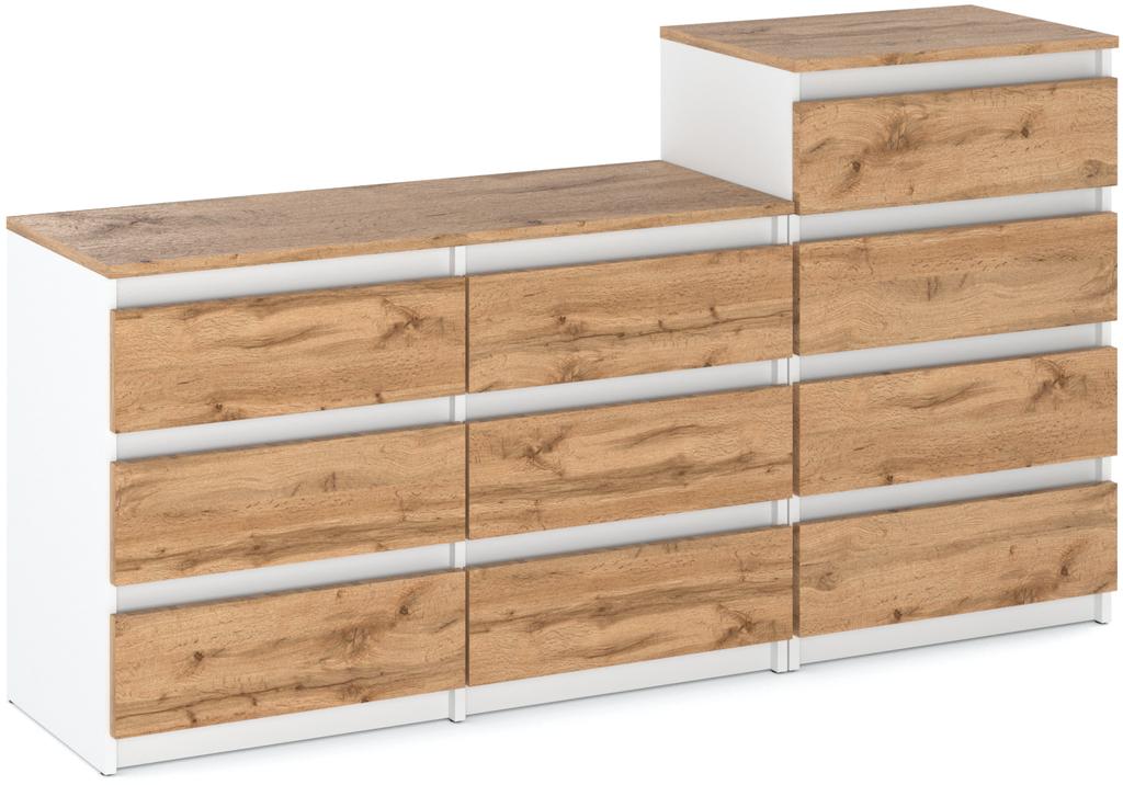 Kommode 10 Schrank 64 Mattweiß / Wotan Eiche