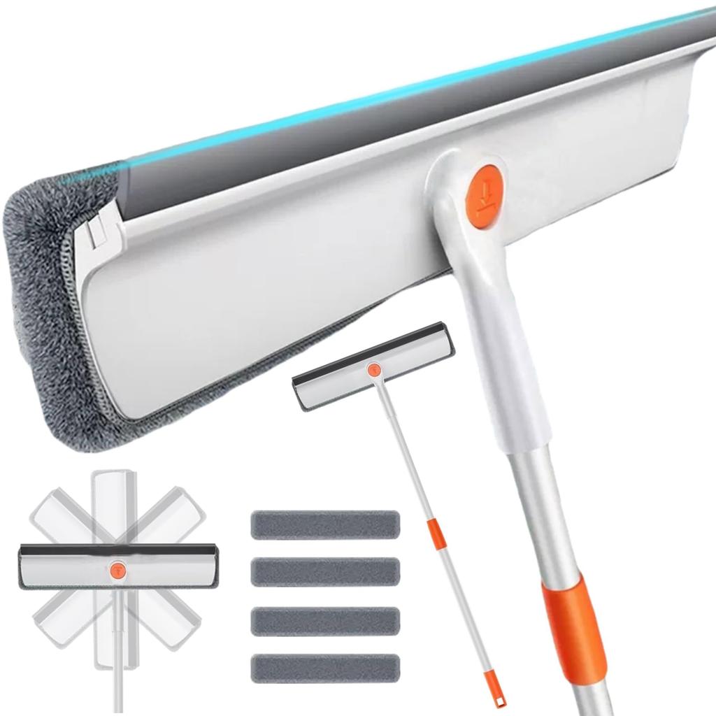 Quickle 125cm Telescopic Window Cleaner with Rotating Drainer Detachable Bathroom Cleaning Cleaning Exterior Cleaning Drainer Handy Floor Cleaning for