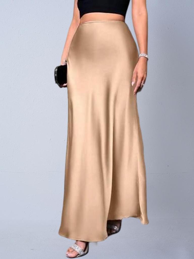 European & American Women's Imitation Silk Long Skirt, 2025 Spring/Autumn Collection