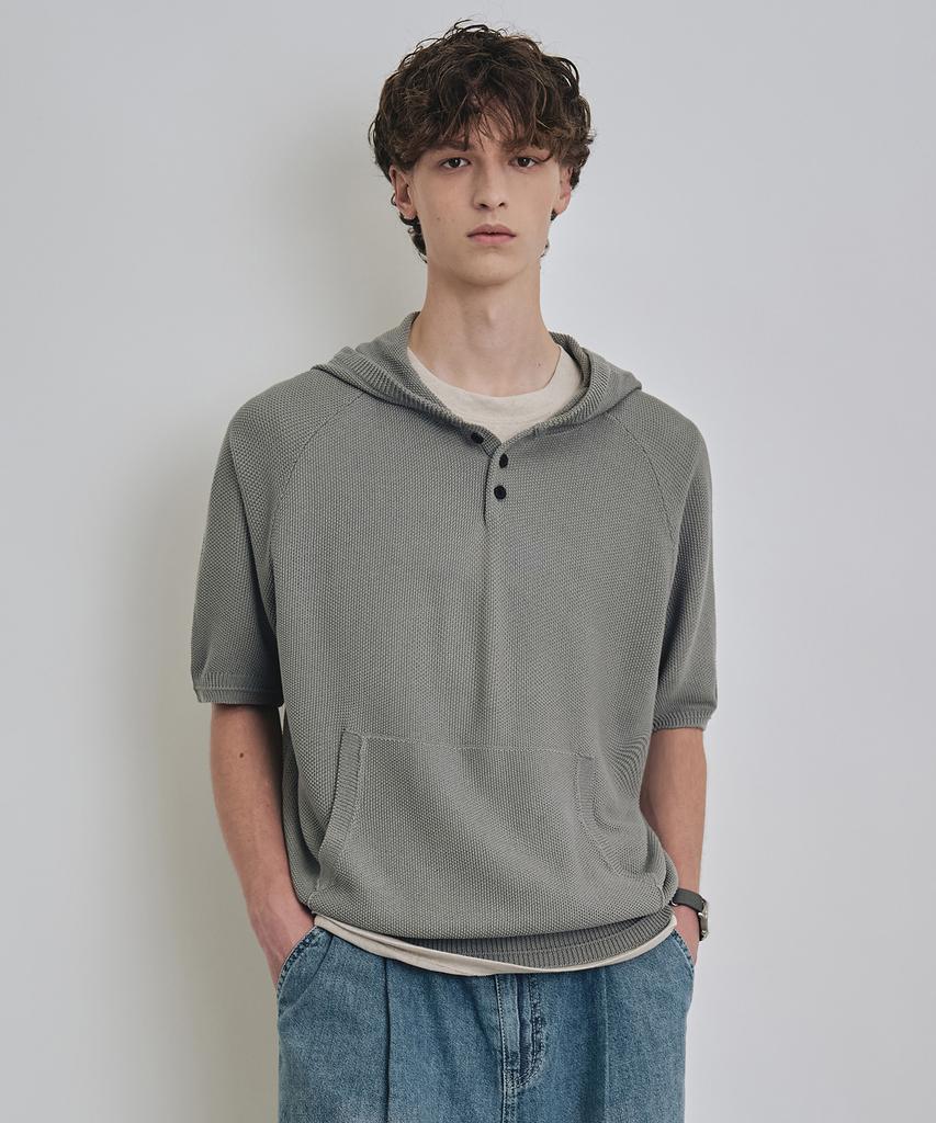 COSTUME O’CLOCK [Coclx Daily Room] Hooded Pique Half Knit 6 Color Cooskt071
