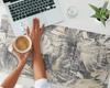 Decorative Desk Mat for Work and Study Retro Vintage Leaves 100x50 Cm