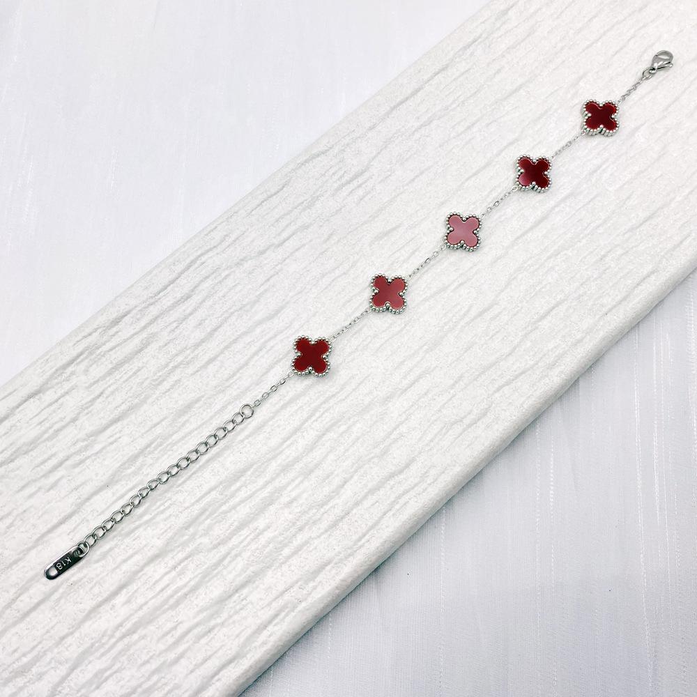 13mm Non-Fading Stainless Steel Four-Leaf Clover Bracelet for Women - Fresh Style
