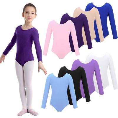Body da ginnastica classico a maniche lunghe per bambina, girocollo, body per danza classica, abbigliamento sportivo
