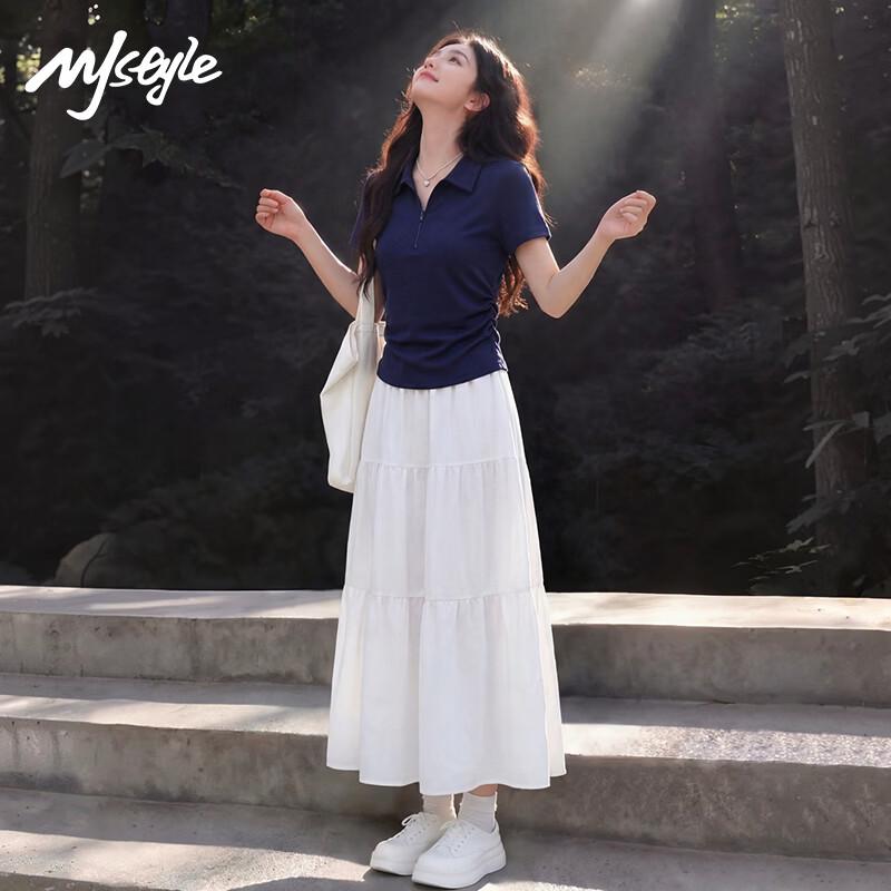 MJ STYLE Women s Two-Piece Polo Skirt Set M