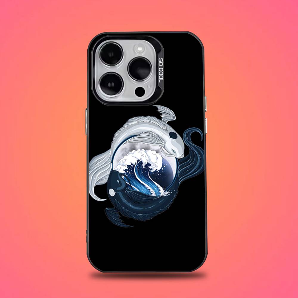 

Koi Fish Yin Yang Phone Case For iPhone 16,15,14,13,12,11,Mini,Pro,E,SE4,XS,MAX Black Candy Matte Cover iPhone12