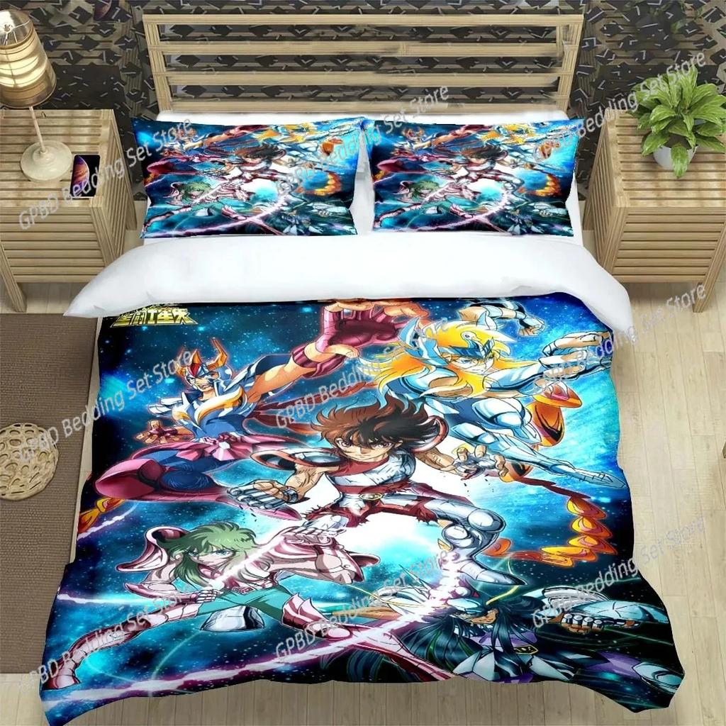 Comforter Saint Seiya 3D Bedding Set Black Comforter King Queen Size Polyester