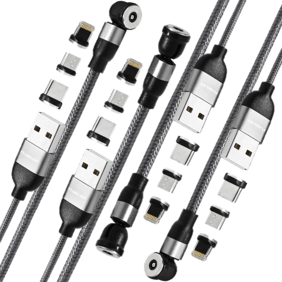 

Магнитный зарядный кабель USB 4 1Mx2 3in1 iPhone светодиодный USBC Micro Магнитный кабель Type C зарядное устройство совместимо с Android [Отечественный бренд] [Набор 2Mx2] Type-C
