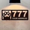 Metal Cat Paw Address Sign, Custom House Number Plaque, Outdoor Garden Decor