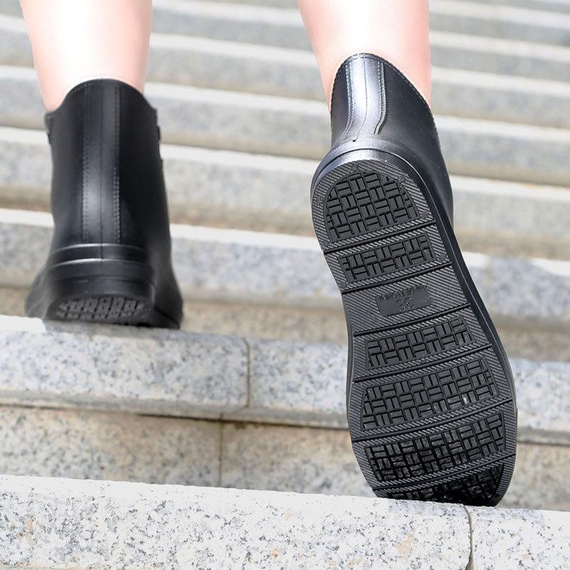 Fashion rain shoes women's canvas shoes waterproof, non-slip and wear-resistant shoelaces rainproof rain boots rubber shoes water shoes outside