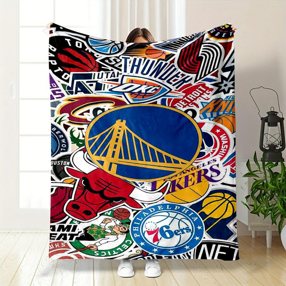 NBA Team Logos Collage Design Blanket Flannel blanket for bedroom, living room, sofa, and nap sofas.