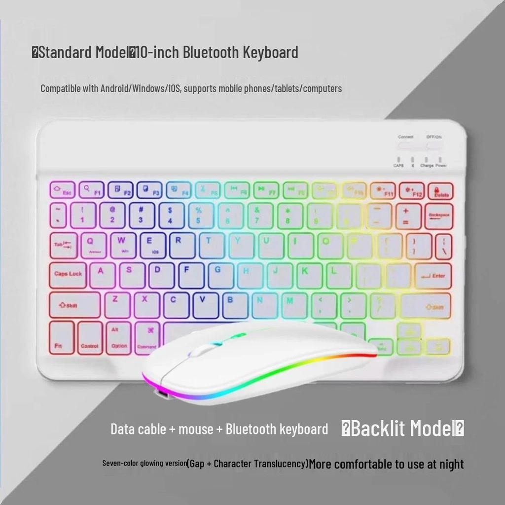Russian Wireless RGB Backlit Bluetooth Keyboard & Mouse Set for iPad, Phone, Tablet