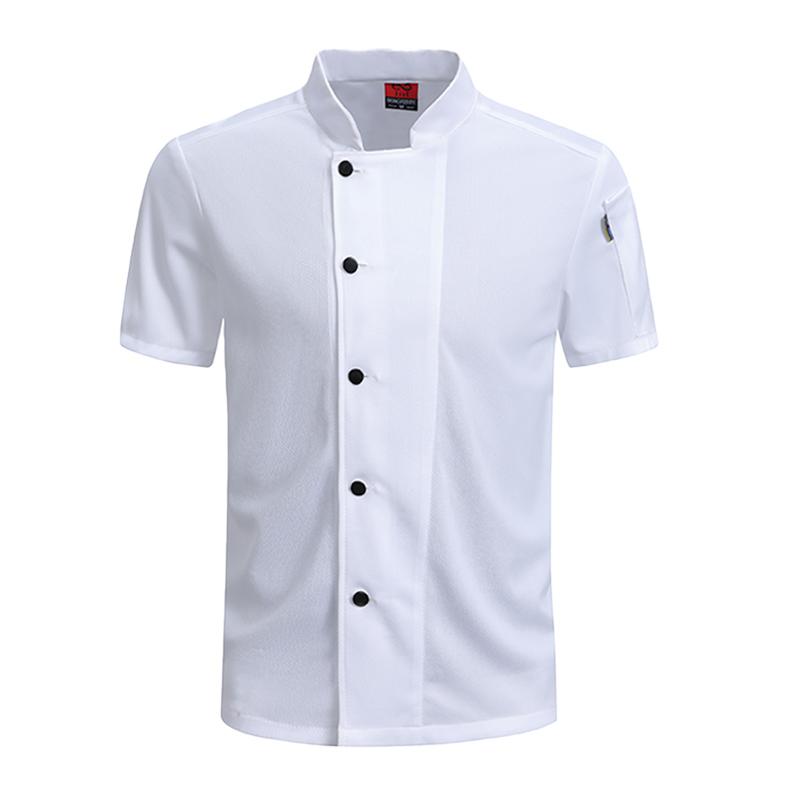 Дышащая униформа для ресторана Рабочая рубашка для кухни Мужская и женская короткорукавная куртка шеф-повара Униформа для сферы общественного питания и приготовления пищи S белый