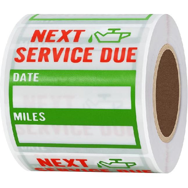 HYBSK 200Pcs Transparent Oil Change/Service Reminder Stickers 2"X2" Premium Quality Clear PET Oil Change Stickers (Black)