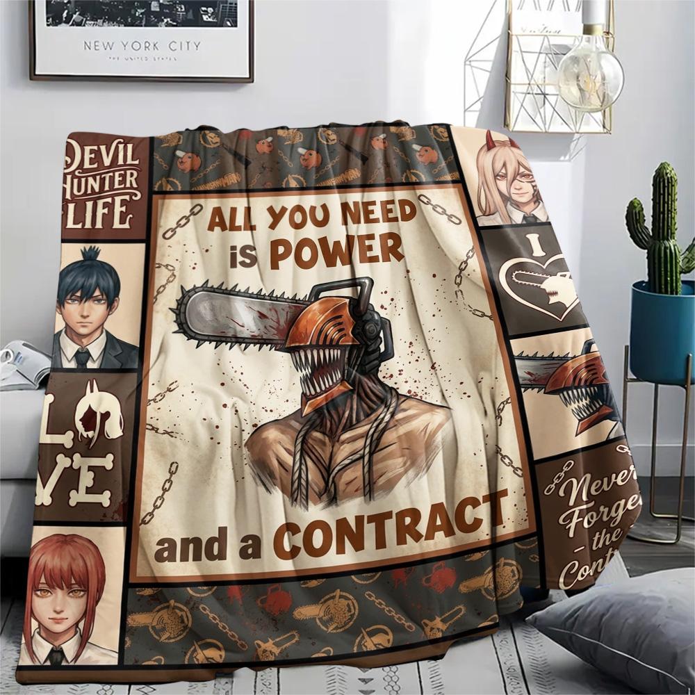 1 Stück Chainsaw Man Gemustert Flanelldecke Geeignet für Alle Jahreszeiten Für Heimdekoration Wärme Und Komfort Geschenke Feiertagsgeschenk