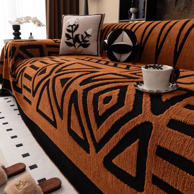 New Bohemian Style Sofa Protector, Vintage Comfortable Warm Fleece Sofa Blanket, Suitable for Pets, Anti-slip Protection, Luxury