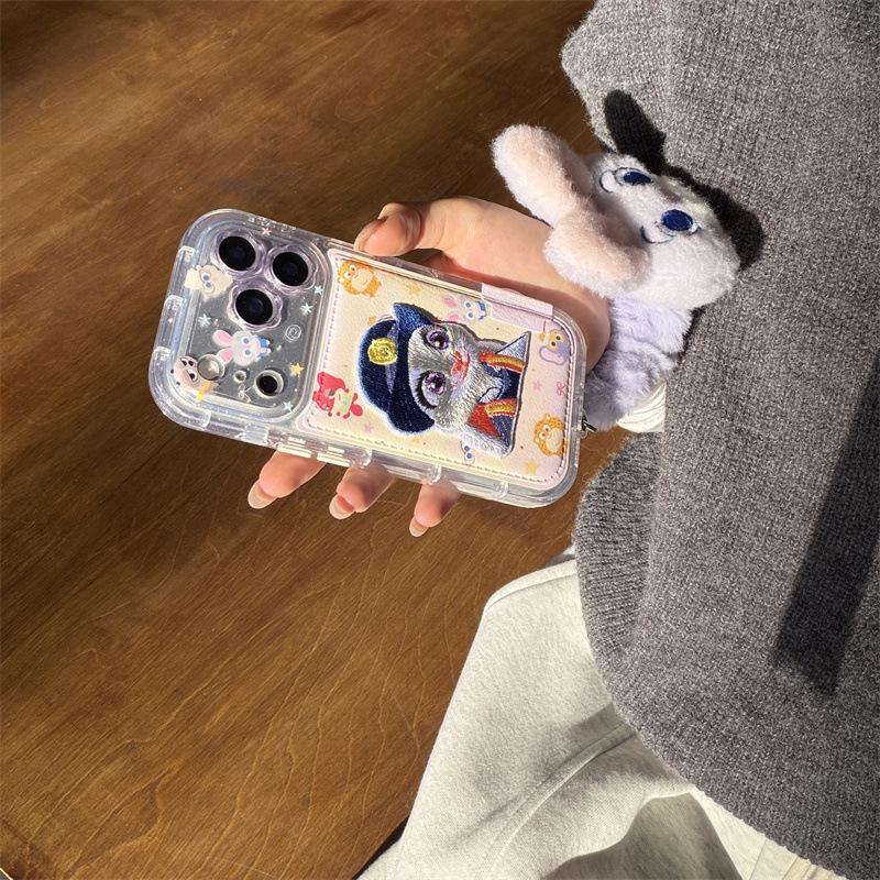 Cartoon Embroidery Judy & Nick Phone Case for iPhone 17/16 Pro Max/15/14