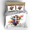 Abstract Cross with Floral Art Bedding Duvet Cover Set Duvet Cover Pillowcases  (1*Duvet Cover 2*Pillowcases, Without Duvet Insert)