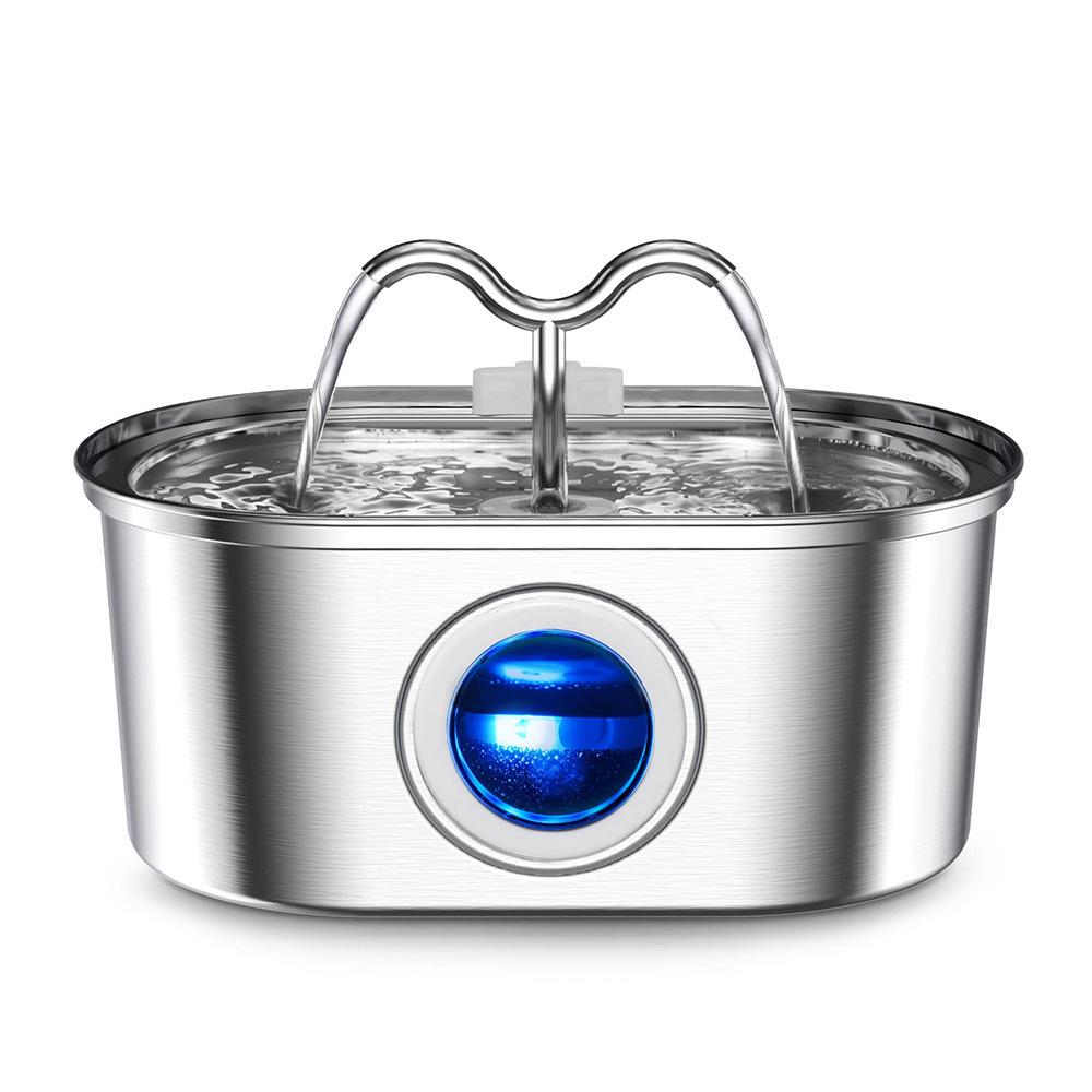 Fontaine à eau automatique pour chat en acier inoxydable de 3,2 L avec filtration