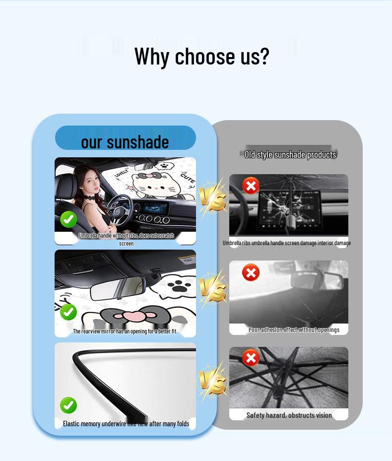 2026 Cute Cartoon Car Sunshade - Front Windshield Heat Insulation & Sun Protection