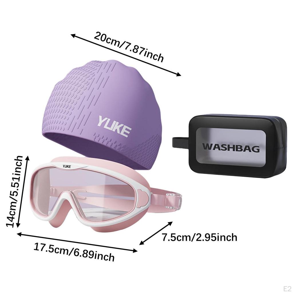 Swim Goggles and Cap Portable Clear View Glasses for Surfing Beach Pool